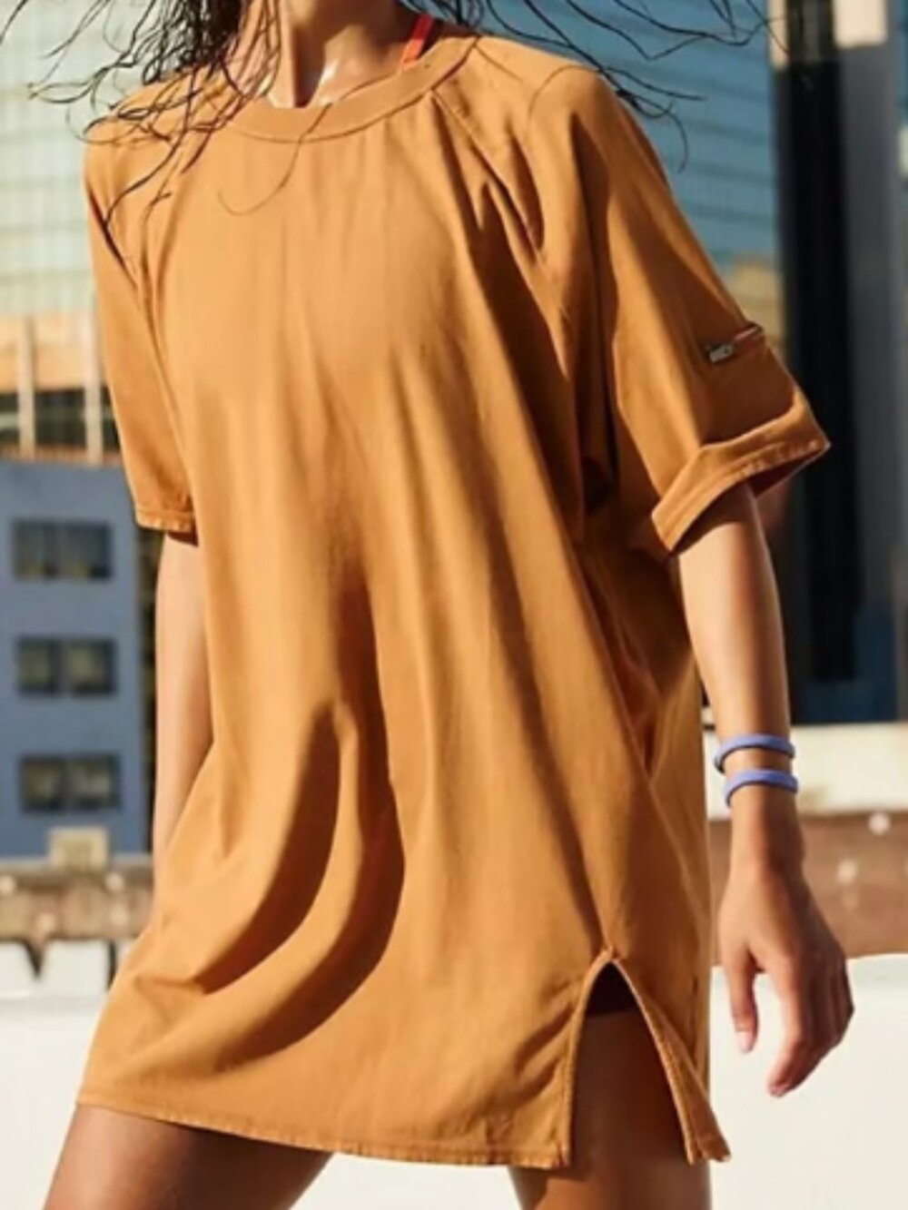 FP Movement by Free People Oversized Short Sleeve Tee Dress in Rust